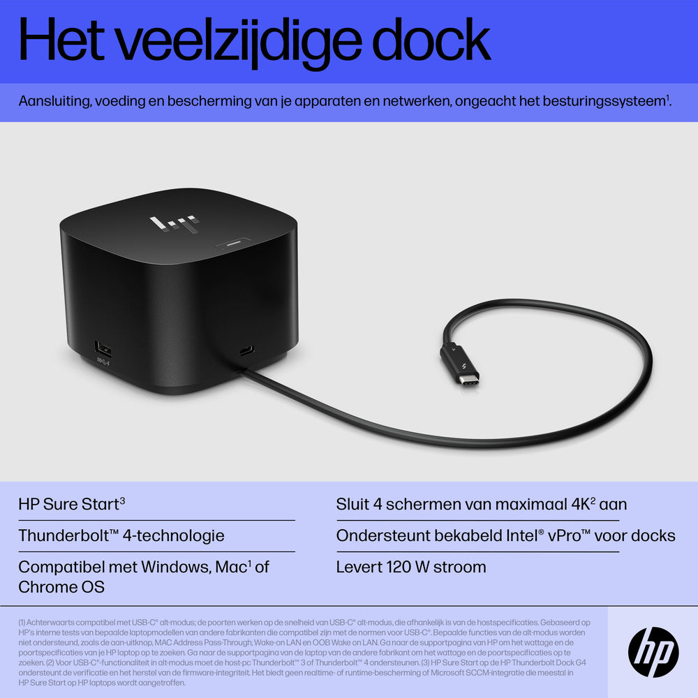 HP G4 Docking Station | Thunderbolt 120W | Zwart