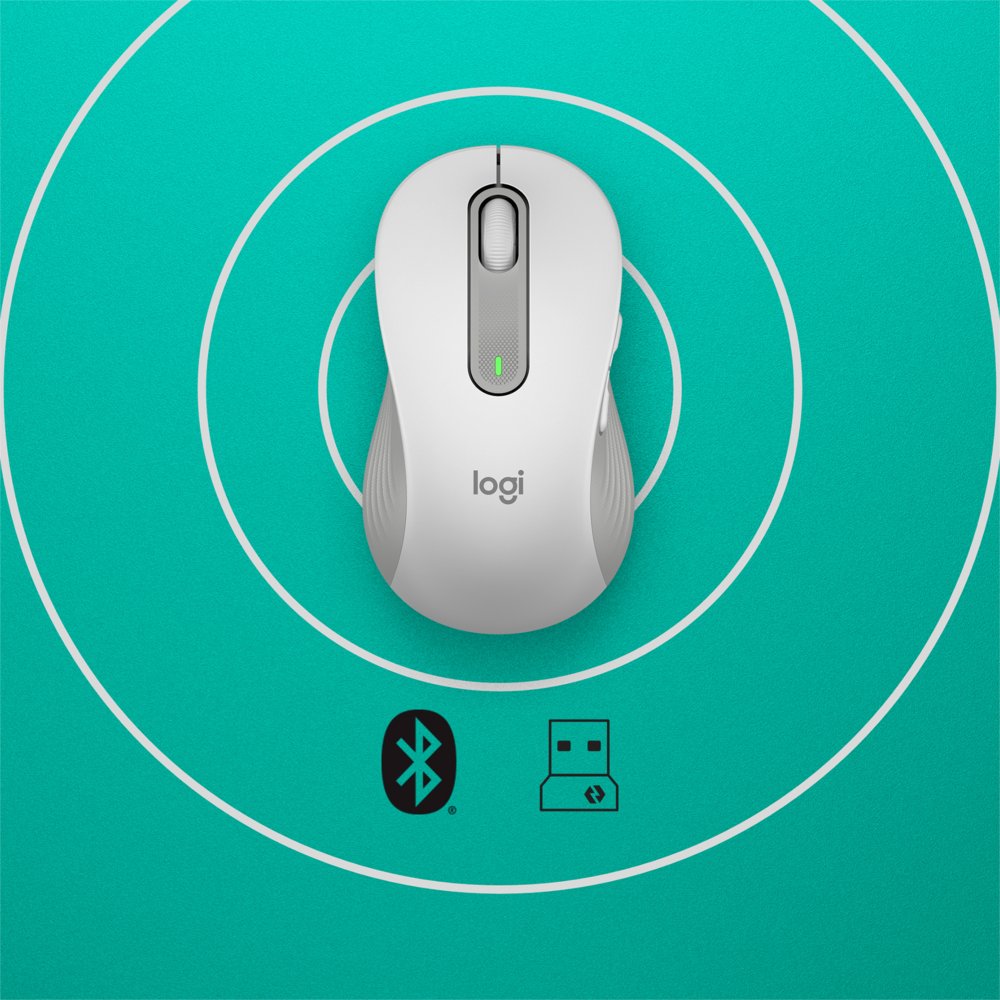 Logitech Signature M650 | Draadloze Muis | Linkshandig | RF + Bluetooth | 2000 DPI | Wit