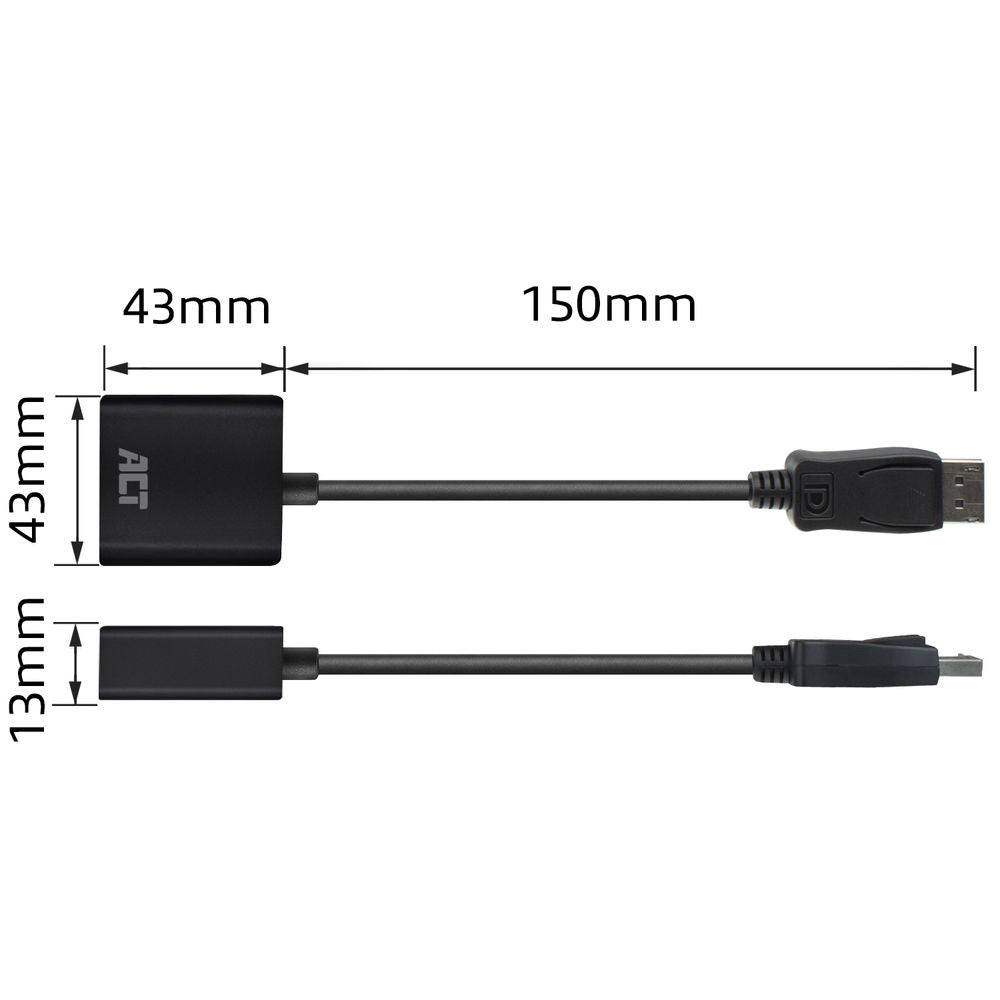 ACT AC7510 | DisplayPort naar DVI-D Adapter | 0,15 m | Zwart