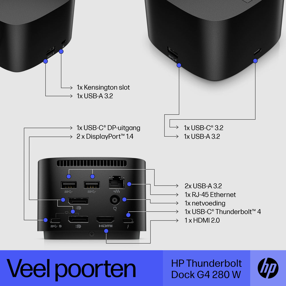 HP G4 Docking Station | Thunderbolt 280W | Zwart