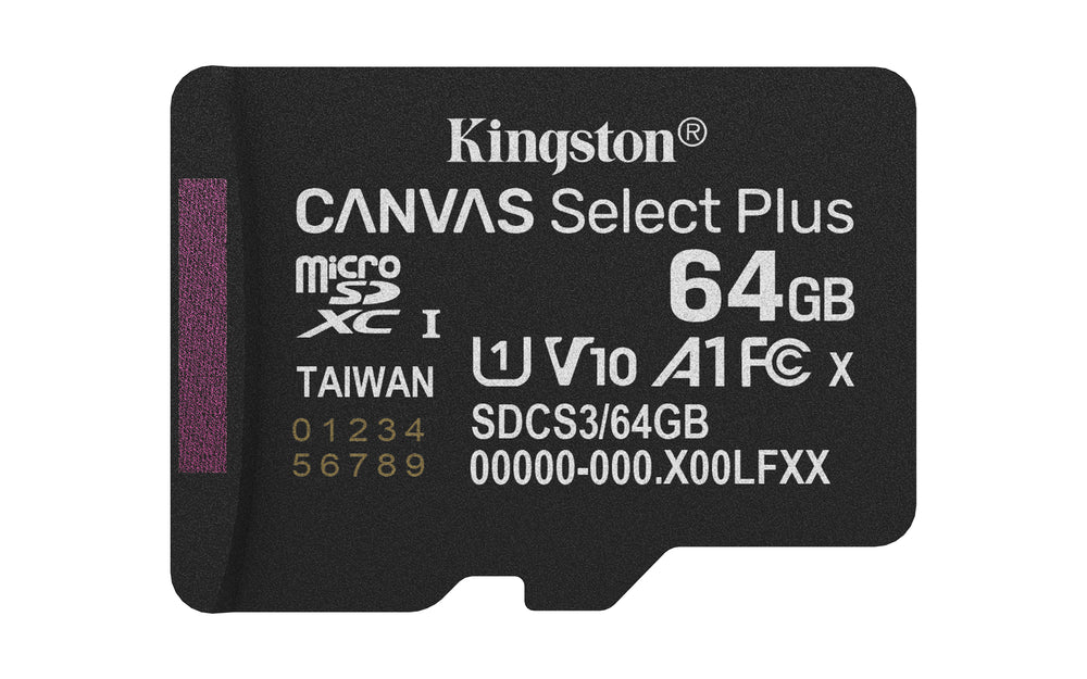 Kingston Technology microSDXC 64GB | Canvas Select Plus Gen3 | 100MB/s | A1 | + Adapter