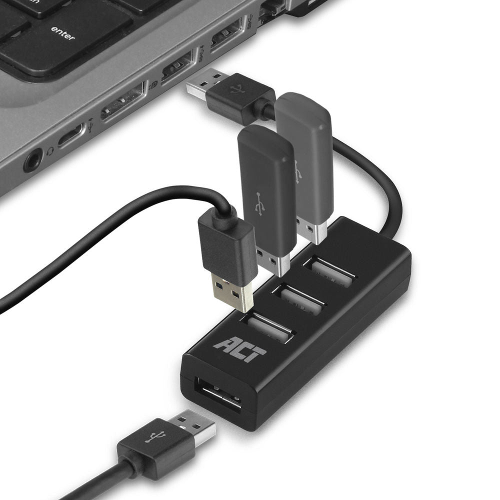 ACT AC6205 | USB 2.0 Interface Hub | 480 Mbps | Zwart