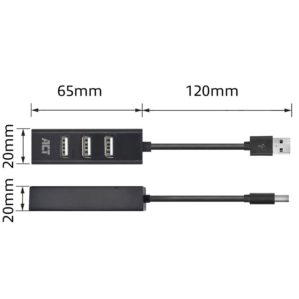ACT AC6205 | USB 2.0 Interface Hub | 480 Mbps | Zwart