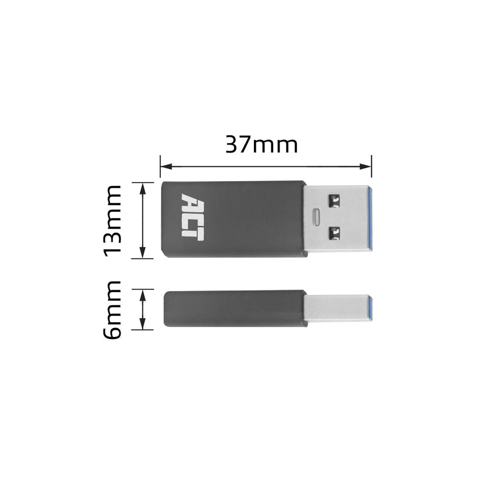 AC7375 ACT kabel-tussenstuk | USB-C naar USB-A | Grijs