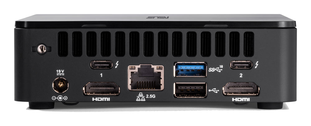 ASUS NUC 12 Pro Slim Barebone Desktopcomputer, Intel Core i7-1260P, Zonder DDR4-geheugen, opslag en besturingssysteem — van bovenaf