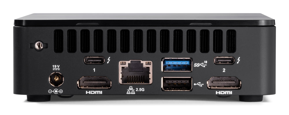 ASUS NUC 12 Pro Slim Barebone Desktopcomputer, Intel Core i7-1260P, Zonder DDR4-geheugen, opslag en besturingssysteem — zijaanzicht