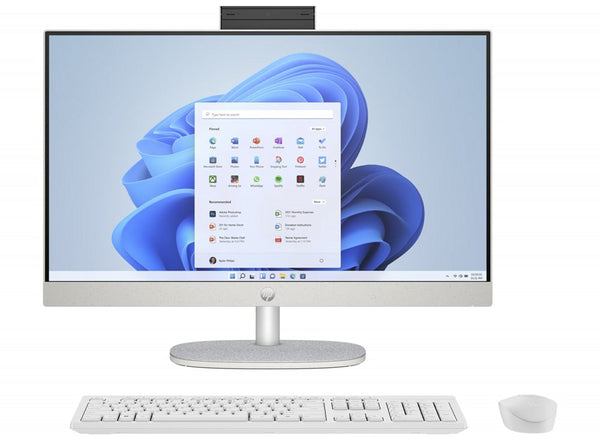 HP All-in-One 24-cr0003ny, 23.8" Full HD IPS, Intel Core i5-1335U, 8GB RAM, 512GB SSD, W11 Pro, Wit, Inclusief toetsenbord & muis, Wit — vooraanzicht