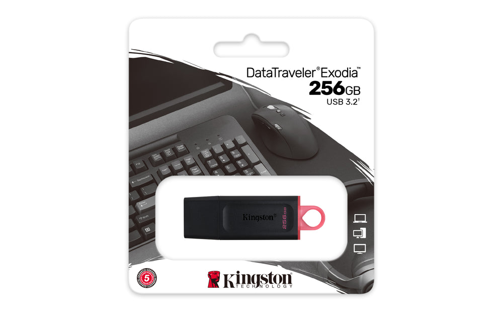 Kingston DataTraveler Exodia | 256GB USB-A 3.2 Flash Drive | Zwart