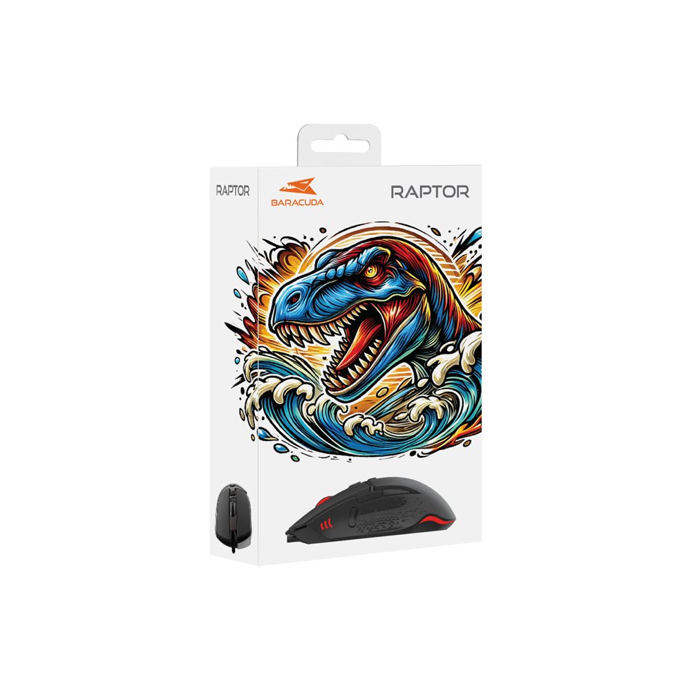 Baracuda RAPTOR RGB | Bedrade Gaming Muis | USB-A | 6400 DPI | Zwart