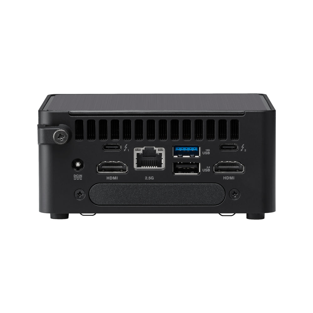 ASUS NUC 14 Pro UCFF Barebone Desktopcomputer, Intel Core 3 100U, Zonder DDR5-geheugen, opslag en besturingssysteem — van bovenaf