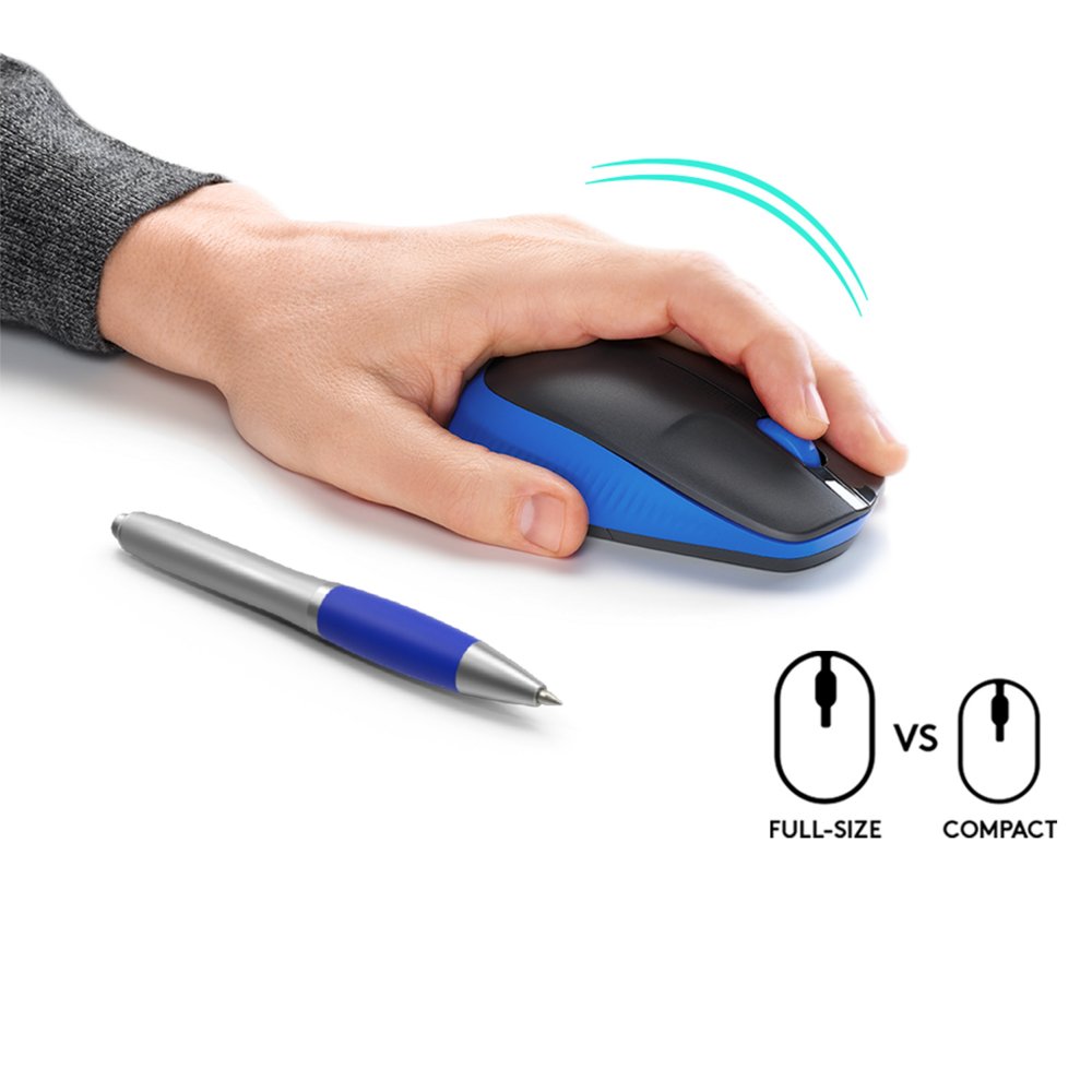Logitech M190 | Draadloze Muis | Links- en Rechtshandig | RF | 1000 DPI | Zwart/Blauw