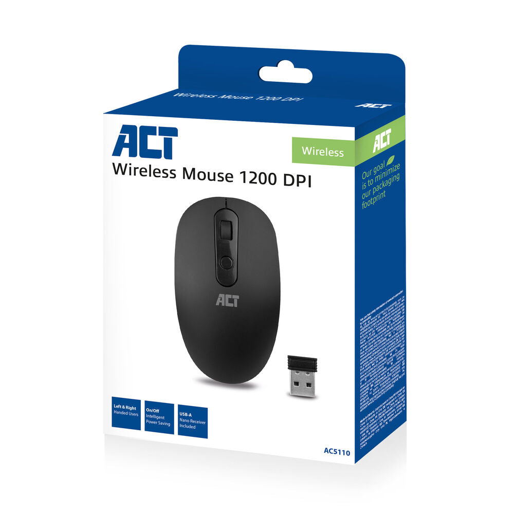 ACT AC5110 | Draadloze Muis | Links- en Rechtshandig | RF | 1200 DPI | Zwart