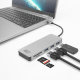 ACT AC7050 | 3-Poorts USB-C Hub | Kaartlezer | Zilver