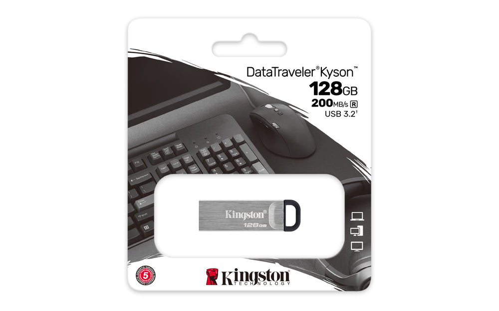 Kingston DataTraveler Kyson | 128GB USB-A 3.2 Flash Drive | Zilver