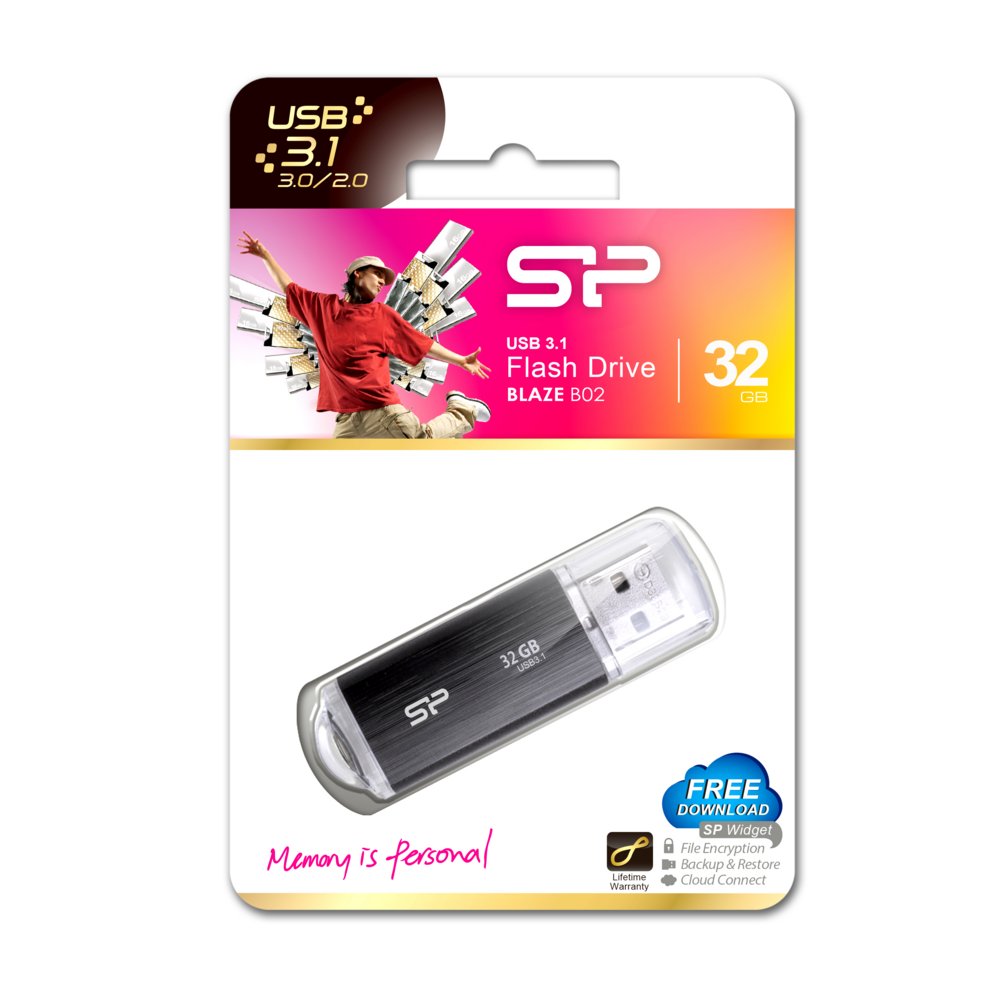 Silicon Power Blaze B02 | 32GB USB-A 3.2 Flash Drive | Zwart