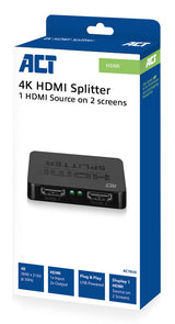 ACT AC7835 | 1x2 HDMI 1.4 Splitter | 4K @30Hz | HDCP 1.4 | USB-gevoed