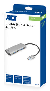ACT AC6121 | USB 3.2 Gen 1 (3.1 Gen 1) Type-A Interface Hub | 5000 Mbit/s | Aluminium