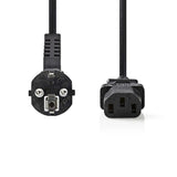Nedis CEGP10000BK20 | 2 m Stroomkabel | Type F (CEE 7/7) Haaks naar IEC-320-C13 | Zwart | 10A | PVC
