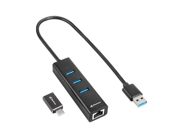 Sharkoon 4044951037575 | Docking Station & Poortreplicator | USB-C 3.2 Gen 1 | Draadloos | Zwart