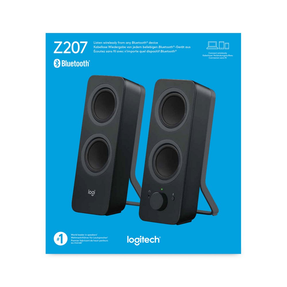 Logitech Z207 | 2.0 Bluetooth Luidsprekerset | 5W RMS | Draadloze Overgang | Zwart