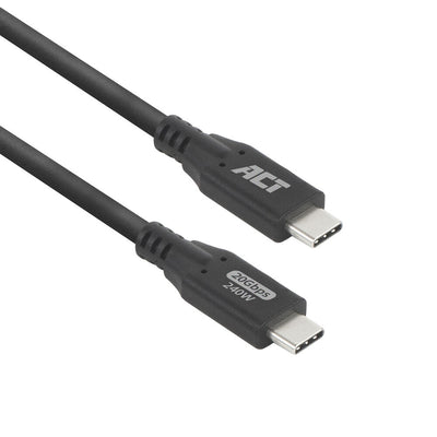 ACT | USB4 Kabel | 20Gbps | 240W | USB-C naar USB-C | 1m | Zwart