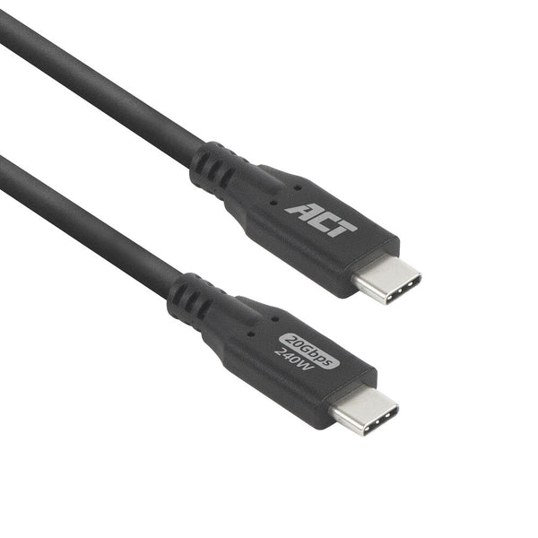 ACT | USB4 Kabel | 20Gbps | 240W | USB-C naar USB-C | 1m | Zwart
