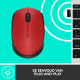 Logitech M171 | Draadloze Muis | Links- en Rechtshandig | RF | 1000 DPI | Rood/Zwart