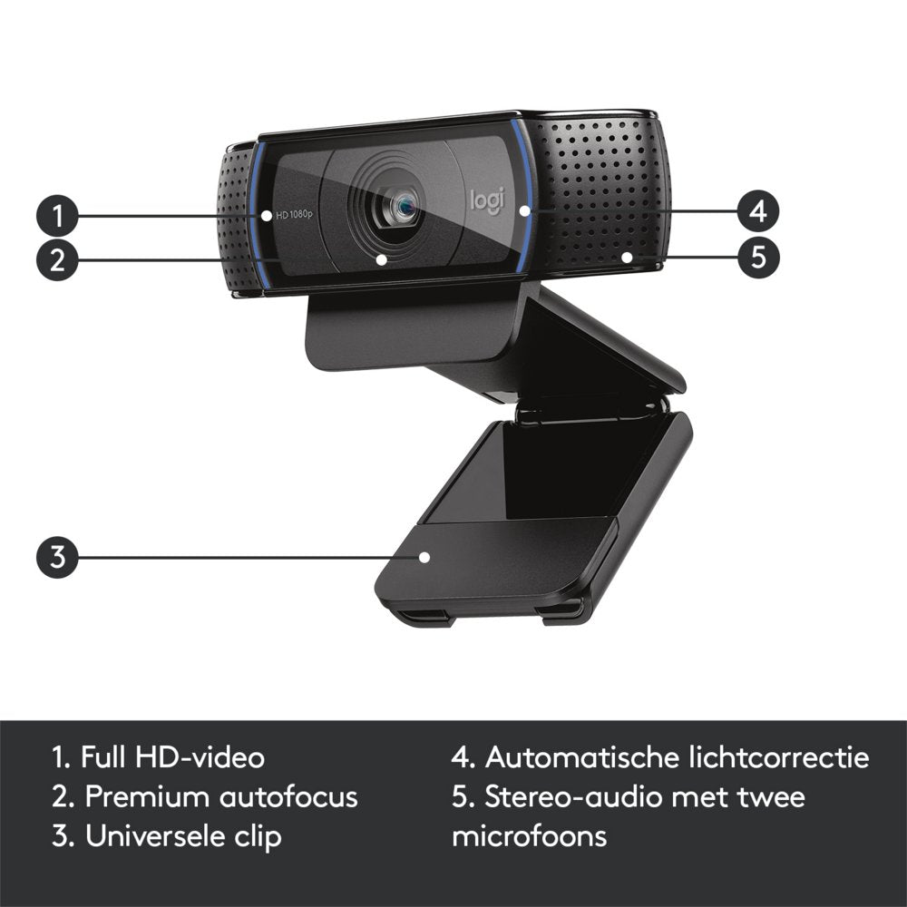 Logitech C920 HD | 1080p 30FPS USB Webcam | Met Microfoon