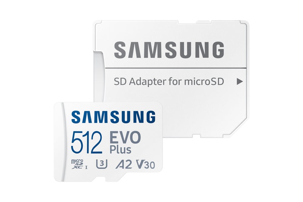 Samsung EVO Plus | MicroSDXC | 512GB | Class 10 | UHS-I U3 | V30 | A2 | Tot 160MB/s | Inclusief adapter