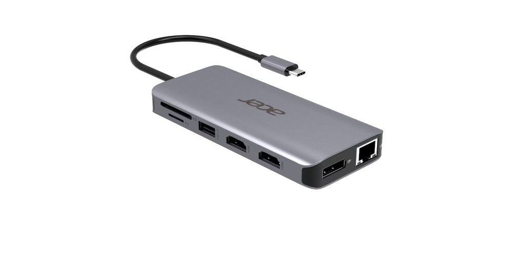 Acer 12-in-1 USB-C Docking Station, Dual HDMI, DisplayPort, Gigabit Ethernet, USB 3.2 Gen 1 — van bovenaf