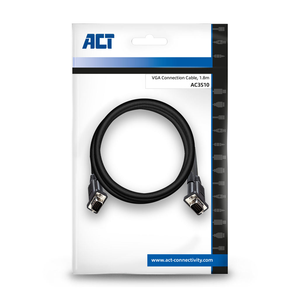 ACT AC3510 | 1,8 m VGA (D-Sub) Kabel | Zwart