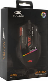 Baracuda MANTA RGB | Bekabelde Gaming Muis | Rechtshandig | USB-A | 12800 DPI | Zwart