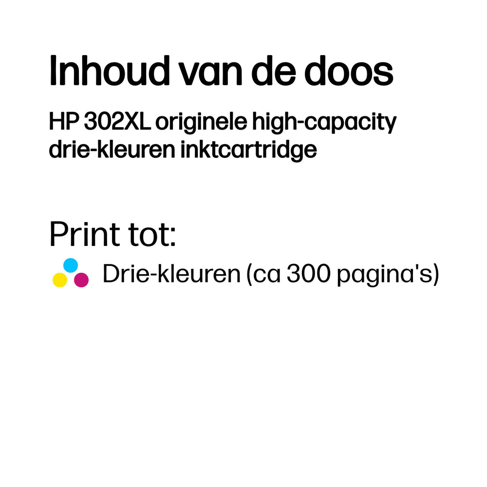 HP 302XL | Originele High-Capacity Drie-Kleuren Inktcartridge