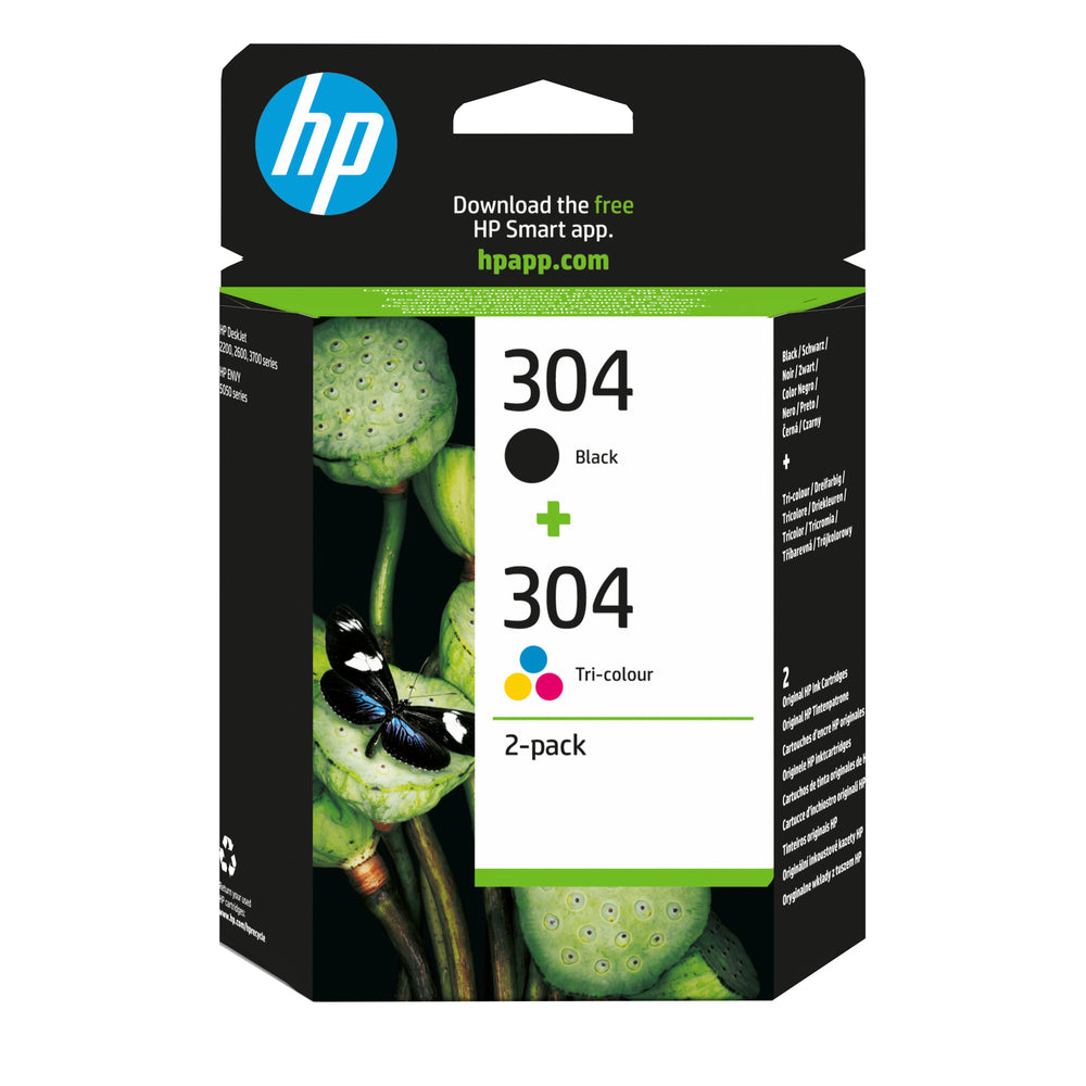 HP 304 | Originele Zwarte/Drie-Kleuren Inktcartridges | 2-Pack