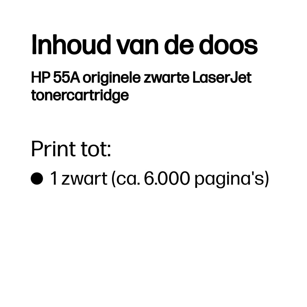 HP 55A (CE255A) | Tonercartridge | Origineel | Zwart | LaserJet