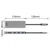 ACT AC7050 | 3-Poorts USB-C Hub | Kaartlezer | Zilver