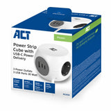 ACT Stekkerdoos Kubus | 3 Stopcontacten | USB-A & USB-C | 30W | 1,5 m | Wit