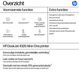 HP DeskJet 4320 All-in-One Printer, Wifi, Dubbelzijdig Printen, Scan en Kopieer, A4, Kleur — van bovenaf