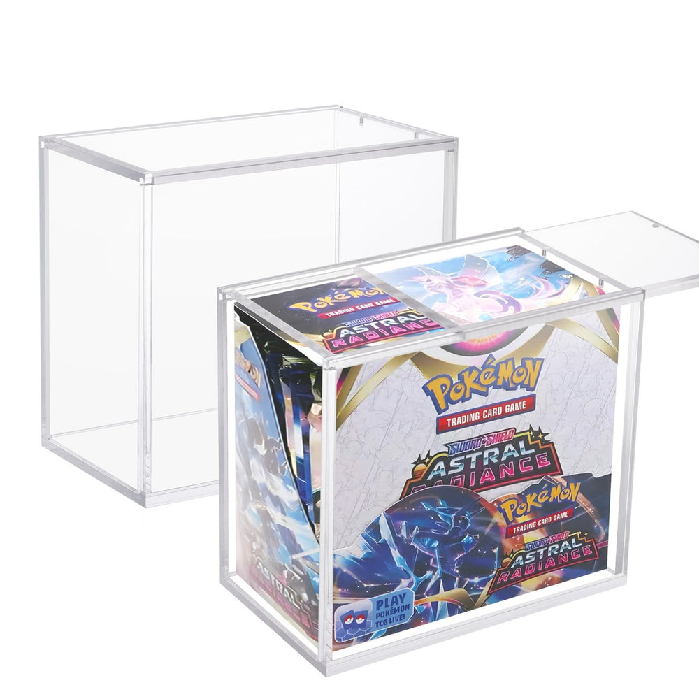 Acryl booster box case, transparante display case met Pokemon Astral Radiance booster box erin