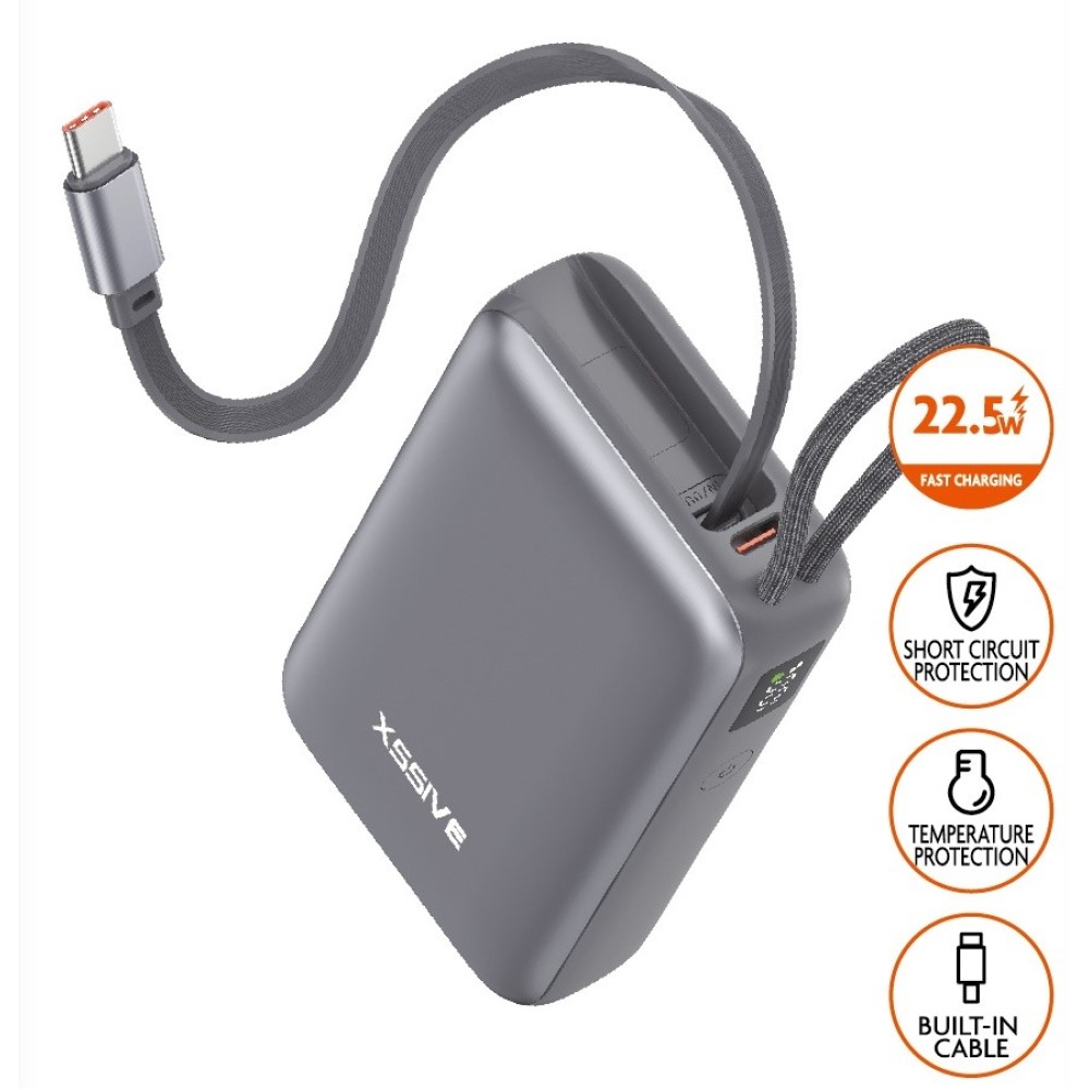 Xssive Powerbank Fast Charge met uitrekbare Kabel 10000mAh XSS-PB52
