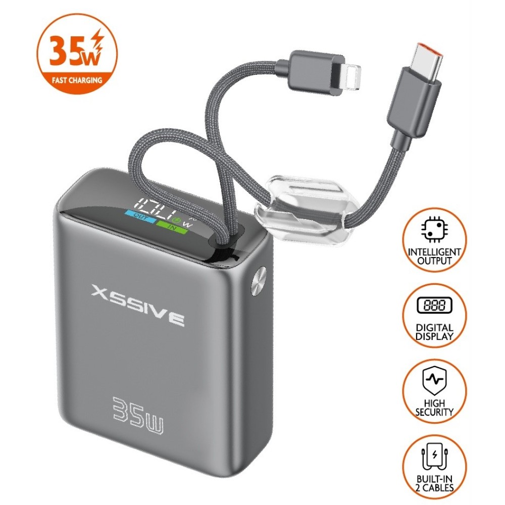 Xssive Mini Powerbank Ultra Fast Charge PD35W met Kabel 10000mAh XSS-PB54