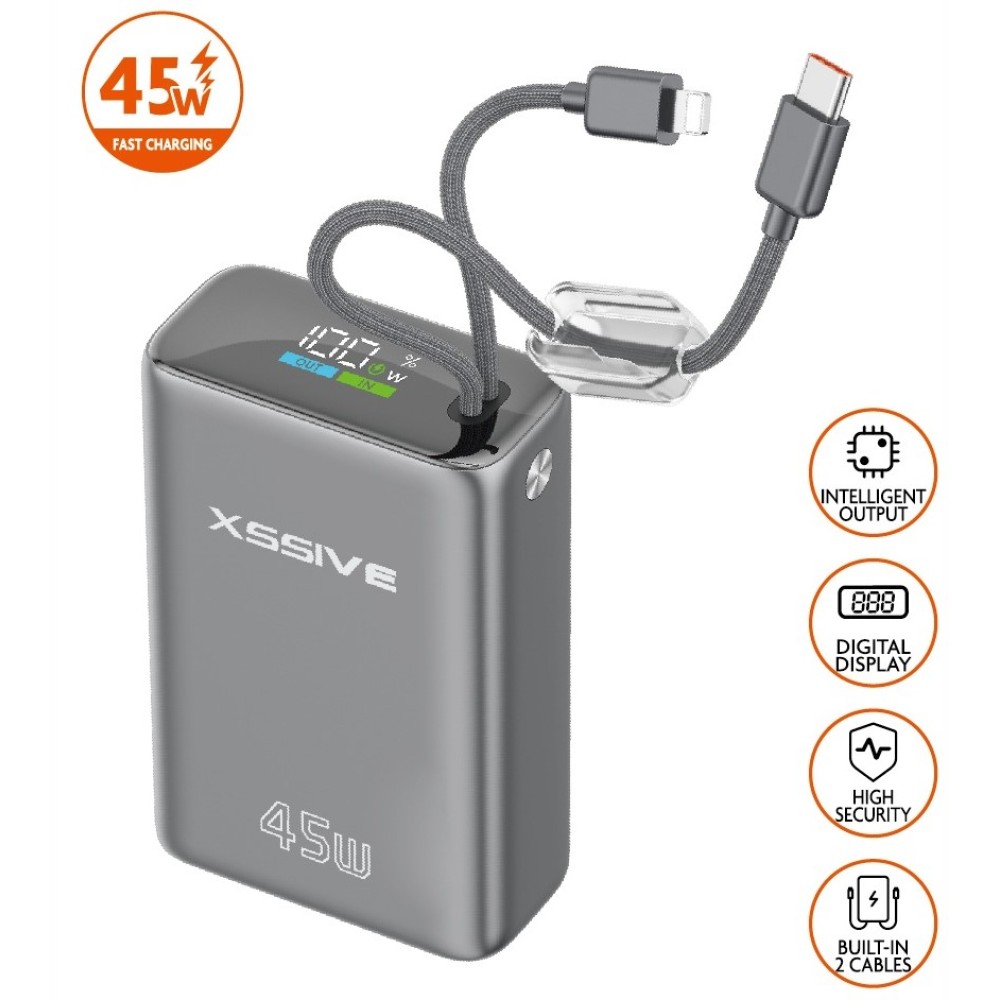 Xssive Powerbank Ultra Fast Charge PD45W met Kabel 20000mAh XSS-PB55